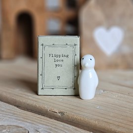 Matchbox Penguin 'Flipping Love You' Home Decorations Homeware Gifts Sentiment Keepsake Gifts Porcelain Gifts Matchbox Penguin
