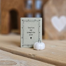 Matchbox Pumpkin 'You're My Pumpkin Pie' Home Decorations Homeware Gifts Sentiment Keepsake Gifts Porcelain Gifts Matchbox Pumpkin