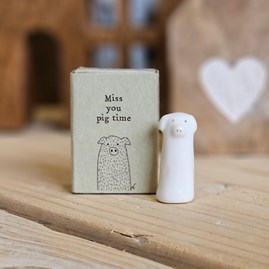 Matchbox Tall Pig 'Miss You Pig Time' Home Decorations Homeware Gifts Sentiment Keepsake Gift Porcelain Gift Matchbox Tall Pig MissYou