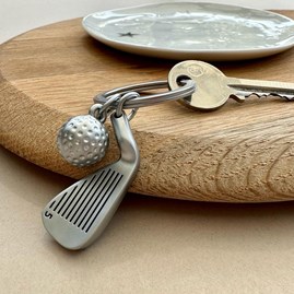 Matt Silver Golf Club & Ball Keyring Matt Silver Golf Club & Ball Keyring