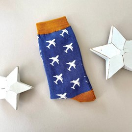 Men's socks father's day socks bamboo socks airplanes blue one size