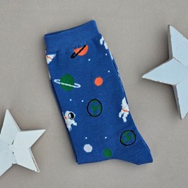 Men's Bamboo Astronaut Space Socks in Blue