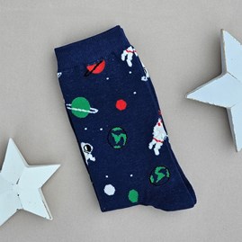 Men's Bamboo Astronaut Space Socks in Navy Blue Men's socks father's day socks bamboo socks astronaut space navy blue one size