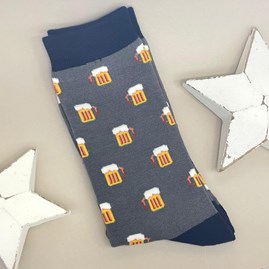 Men's Bamboo Beer Socks In Grey Men's socks father's day socks bamboo socks beer socks grey one size