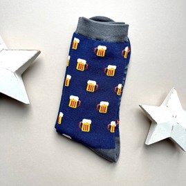 Men's Bamboo Beer Socks in Navy Blue Men's socks father's day socks bamboo socks beer socks navy blue one size