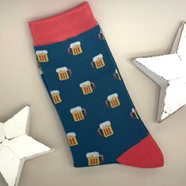 Men's socks father's day socks bamboo socks beer socks teal one size