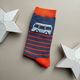 Men's socks father's day socks bamboo socks bike socks camper van stripe blue one size