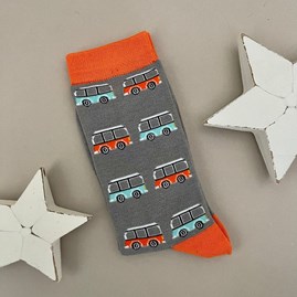 Men's socks father's day socks bamboo socks bike socks camper van grey one size