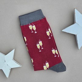 Men's Bamboo Champagne Glasses Socks in Red Men's socks father's day socks bamboo socks champagne glasses red one size