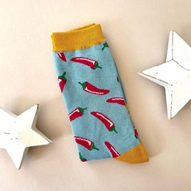 Men's Bamboo Chillis Socks in Duck Egg Blue Men's socks father's day socks bamboo chillis duck egg blue one size