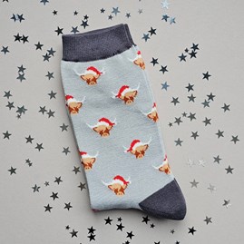 Men's Bamboo Christmas Highland Cows Socks in Silver Men's Christmas Socks Xmas Festive Socks Mr Sparrow Bamboo Socks Clothing Highland Cow