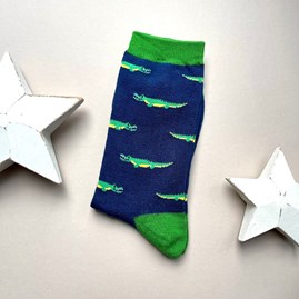 Men's Bamboo Crocodiles Socks in Navy Blue Men's socks father's day socks bamboo crocodiles navy blue green one size