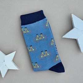 Men's Bamboo Cycling Socks in Blue Men's socks father's day socks bamboo cycling socks blue one size