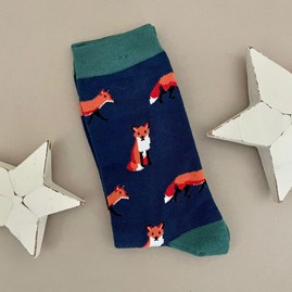 Men's Bamboo Foxes Socks in Navy