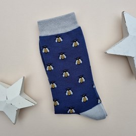 Men's socks father's day socks bamboo socks honey bees navy blue one size