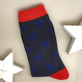 Men's Bamboo Horses Socks In Dark Grey Men's socks father's day socks bamboo socks horses dark grey one size