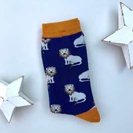 Men's Bamboo Lions Socks in Navy Blue Men's socks father's day socks bamboo socks lions navy blue one size