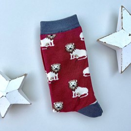 Men's Bamboo Lions Socks in Oxblood Red Men's socks father's day socks bamboo socks lions oxblood red one size