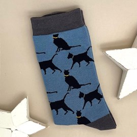 Men's Bamboo Lucky Cat Socks In Demin Men's socks father's day socks bamboo socks lucky cat denim one size