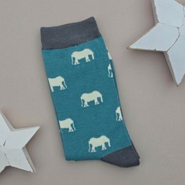 Men's Bamboo Mini Elephants Socks in Aqua Green Men's socks father's day socks bamboo socks mini elephants aqua green one