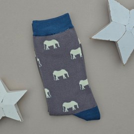 Men's Bamboo Mini Elephants Socks in Grey Men's socks father's day socks bamboo socks mini elephants grey one size