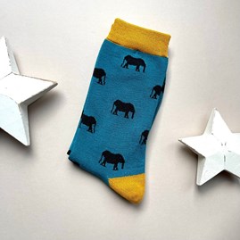 Men's socks father's day socks bamboo socks mini elephants teal one size