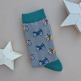 Men's Bamboo Motorbikes Socks in Silver Grey Men's Breathable Quirky Novelty Bamboo Socks Father's Day Gifts Birthday Gifts Motorbike Socks