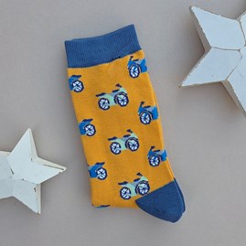 Men's Bamboo Motorbikes Socks in Yellow Men's Breathable Quirky Novelty Bamboo Socks Father's Day Gifts Birthday Gifts Motorbike Socks