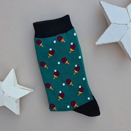 Men's Bamboo Ping Pong Socks in Green Men's Breathable Quirky Novelty Bamboo Socks Father's Day Gifts Birthday Gifts Table Tennis Socks