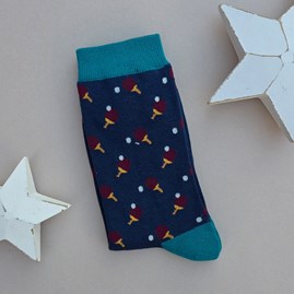 Men's Bamboo Ping Pong Socks in Navy Blue Men's Breathable Quirky Novelty Bamboo Socks Father's Day Gifts Birthday Gifts Table Tennis Socks