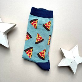 Men's Bamboo Pizza Slices Socks in Duck Egg Men's socks father's day socks bamboo socks pizza slices duck egg one size