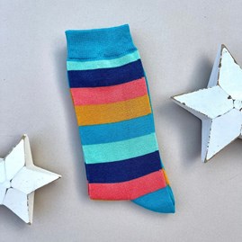 Men's socks father's day socks bamboo socks rainbow stripe turquoise one size