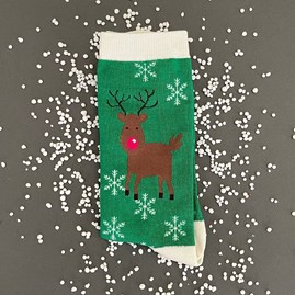 Men's socks christmas socks bamboo socks rudolph green one size