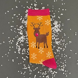 Men's Bamboo Rudolph Socks in Mustard Men's socks christmas socks bamboo socks rudolph mustard one size