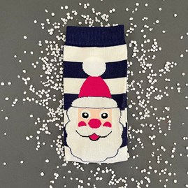 Men's socks christmas socks bamboo socks santa face navy stripe one size