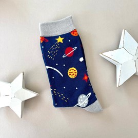 Men's socks father's day socks bamboo socks space socks navy blue one size