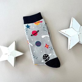 Men's socks father's day socks bamboo socks space socks silver one size