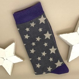 Men's Bamboo Stars Socks In Grey Men's socks father's day socks bamboo socks stars sock grey one size