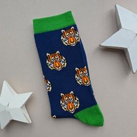 Gifts For Him Bamboo Tiger Socks in Navy Blue Quirky Novelty Socks Father's Day Gifts Birthday Gifts
