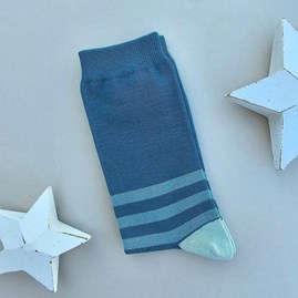 Men's Bamboo Tonal Stripes Socks in Teal