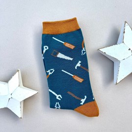Men's Bamboo Tools Socks in Teal Men's socks father's day socks bamboo socks tool socks teal one size