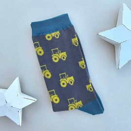 Men's Bamboo Tractors Socks in Charcoal Men's socks father's day socks bamboo socks tractors charcoal one size