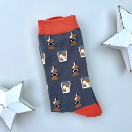 Men's Bamboo Whisky Socks in Grey Men's socks father's day socks bamboo socks whisky grey one size