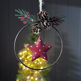 Metal Ring with Metal Star Christmas Decoration