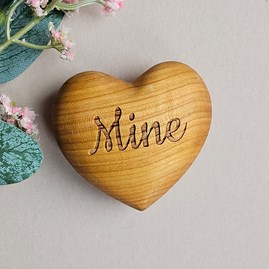 'Mine' Engraved Wooden Heart