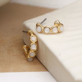Mini Hoop and Faux Quartz Stud Earrings Mini Hoop and Faux Quartz Stud Earrings