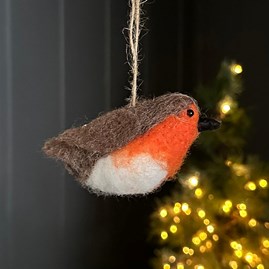 Mixed Felted Wool Robin Hanging Christmas Decoration Christmas Decorations Christmas Gifts Festive Decorations Hanging Felt Bird Robin Gisela Graham