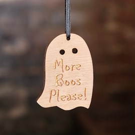 'More Boos Please!' Hanging Halloween Ghost Decoration Wooden Handmade Halloween Hanging Decoration Keepsake Gifts
