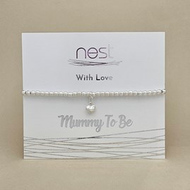'Mummy To Be' Beaded Charm Bracelet Beaded Bracelet Carded Bracelet Sentiment Relative Mummy to be Heart Silver Plated
