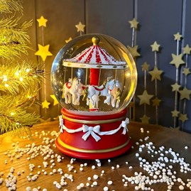 Musical Merry Go Round Snowglobe Christmas Table Decorations Xmas Festive Gifts Glass Musical Snowglobes Snow Globe Gifts